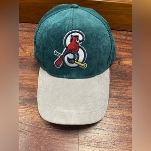 Springfield Cardinals Hat Cap Strap Back Mens MILB Minor Baseball Corduroy Green